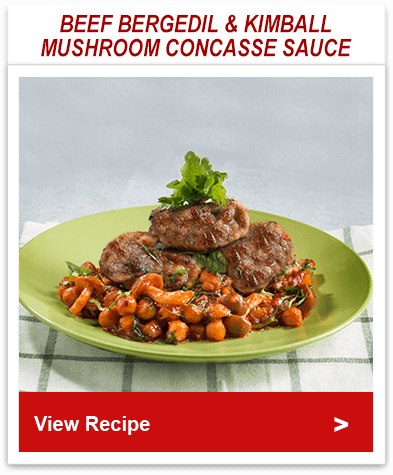Beef Bergedil & Kimball Mushroom Concasse Sauce