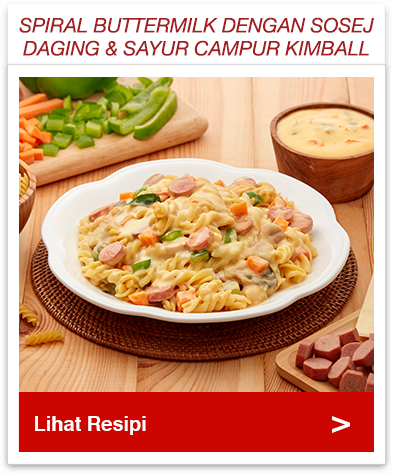 Spiral Buttermilk Berkeju dengan Sosej Daging dan Sayur Campur