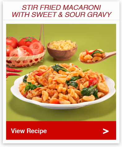 Stir Fried Macaroni with Sweet & Sour Gravy