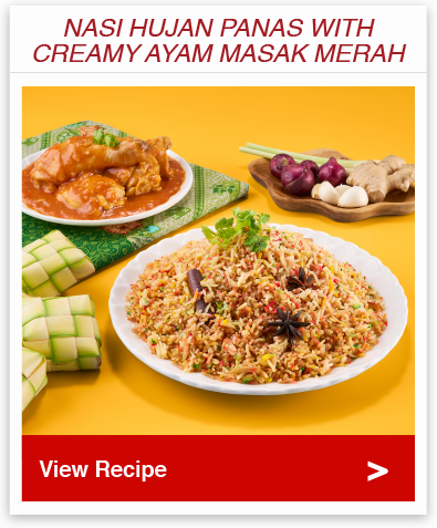 Nasi Hujan Panas with Creamy Ayam Masak Merah