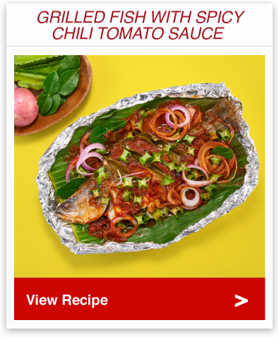 Grilled Fish with Spicy Chili Tomato Sauce
