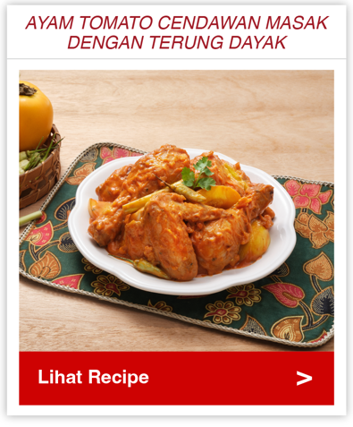 Ayam Tomato Cendawan Masak dengan Terung Dayak  